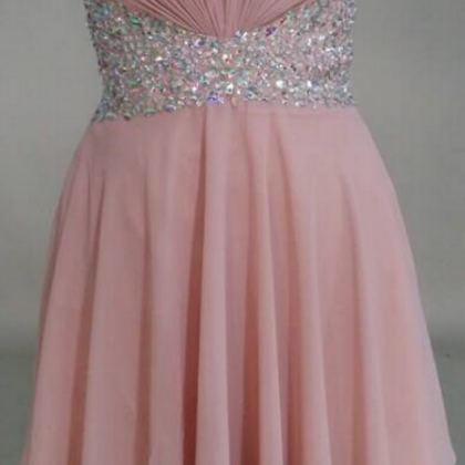 Pink Beading Homecoming Dress,strapless Short..