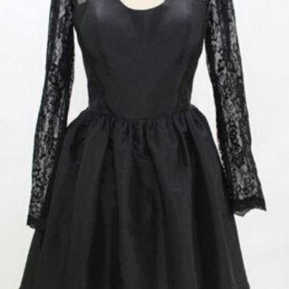 Handmade Black Homecoming Dress,taffeta..