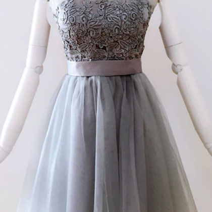 Homecoming Dresses Scoop Long Sleeves A Line Satin With Applique And Pearls main image 1