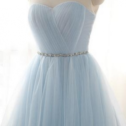 Light Blue Homecoming Dress,sleeveless Chiffon..