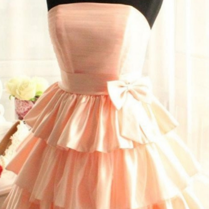 Real Made Short Satin Pink Homecoming Dresses..
