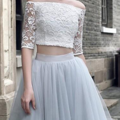 Two Piece A-line Off-the-shoulder Half Sleeves..