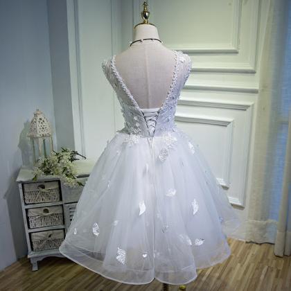 A-line Straps Short Mini Tulle Short Prom Dress..
