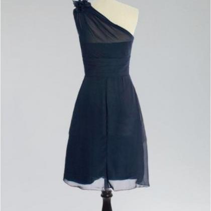 Chiffon Ruched One-shoulder Short Formal Dress,..