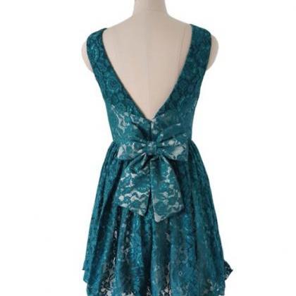 Short Lace Homecoming Dress , Sleeveless..