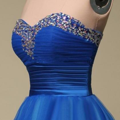Crystals Sleeveless Bodice Blue A-Line Pageant Dress main image 1