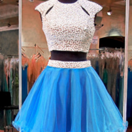 Blue Short Prom Dresses,junior Prom Dresses,two..