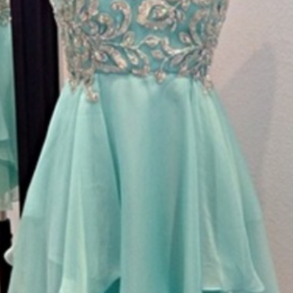 Mint Sparkle Appliques Sweetheart Homecoming Dress