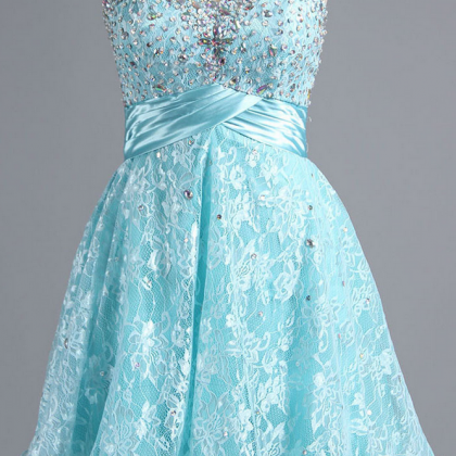 Sweet Ice Blue Lace Homecoming Dress, Exquisite..