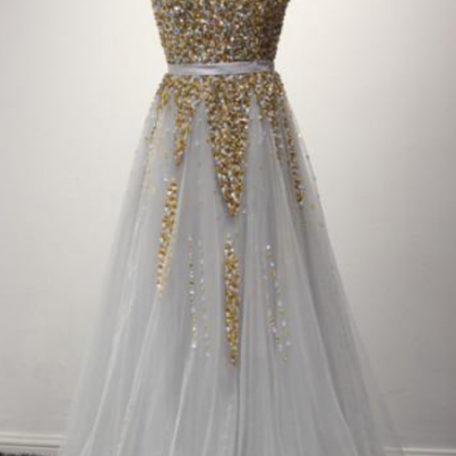 Sparking Silver Party Prom Dresses Sweetheart Gold..