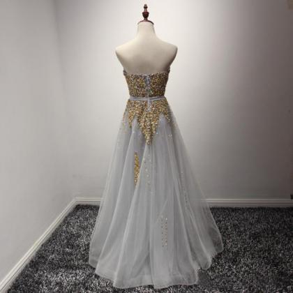 Sparking Silver Party Prom Dresses Sweetheart Gold..