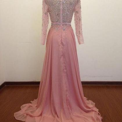 Full Sleeves Long Chiffon Prom Dresses, Party..
