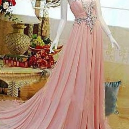 Sexy Crystal Prom Dresses, Long Chiffon Party..