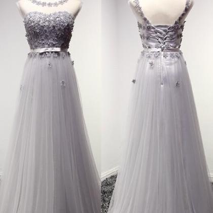 Sexy Long Tulle Prom Dresses, Appliques Party..