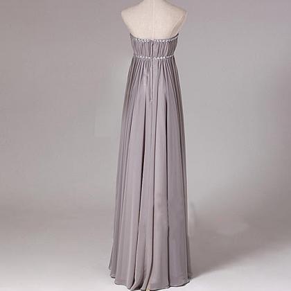 Empire Grey Chiffon Prom Dresses Sweetheart Neck..