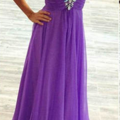 Halter Neck Purple Chiffon Prom Dresses Floor..