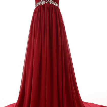 Wine Red Long Prom Dresses，custom Made Beading..