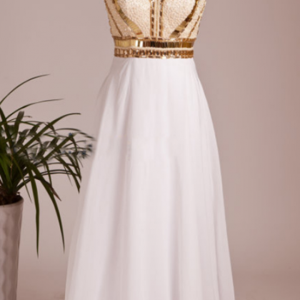Gold White Prom Dress,custom Prom Dress,a Line..