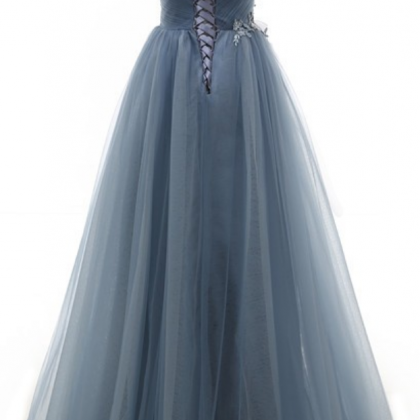 Grey Prom Dresses With Lace Up Appliques Custom..