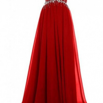 Red Chiffon Prom Dresses, Evening Dresses, Formal..