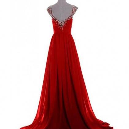 Red Chiffon Prom Dresses, Evening Dresses, Formal..