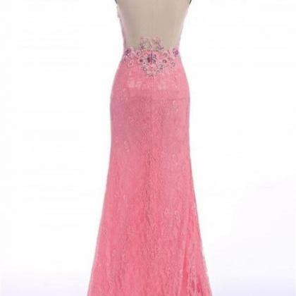 Charming Lace Mermaid Font Split Long V-neck Prom..