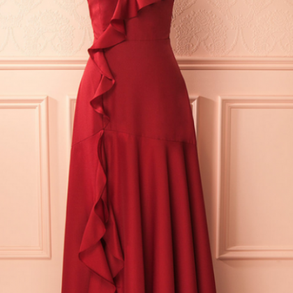 V-neck A-line Long Prom Dress, Formal Dress..