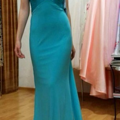 Blue Evening Dress, Mermaid Evening Dress, Long..