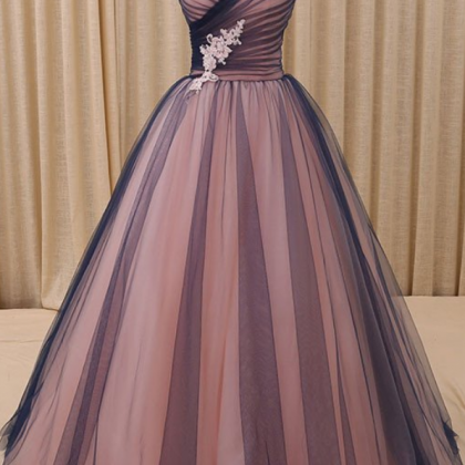 Navy Blue Princess Tulle Ball Gown Formal Evening..