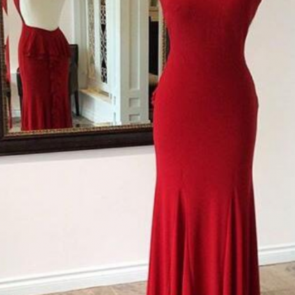 Red Prom Dress,fitted Jersey Halter Formal Prom..