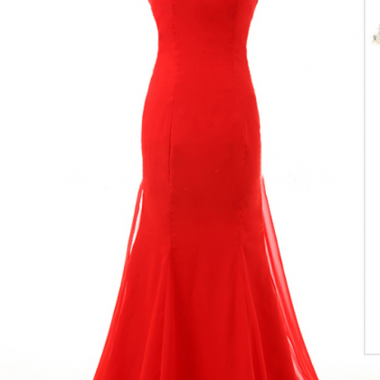 Graceful Red Prom Dresses, Trumpet Chiffon Prom..