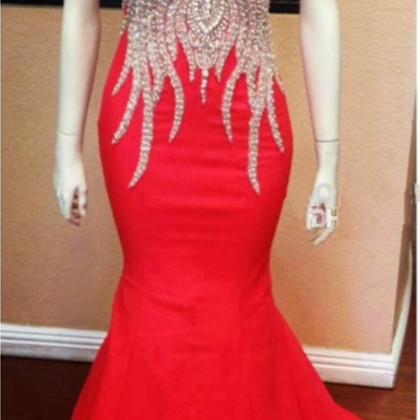 Red Mermaid Prom Dresses,off The Shoulder Back Bow..