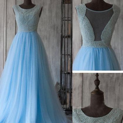 Blue Prom Dresses,long Prom Dress,a-line Prom..