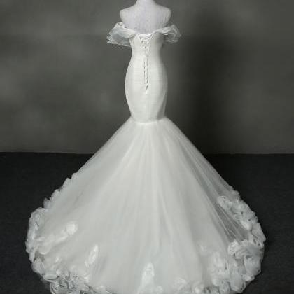 Long Wedding Dress, Tulle Wedding Dress, Lace..