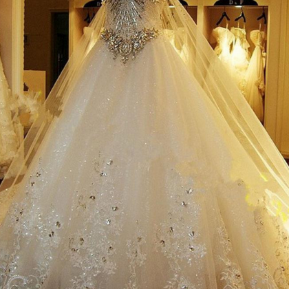 Luxury Cathedral Train Bridal Wedding Dresses