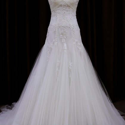 Floor Length Tulle Wedding Dress Featuring Beaded..