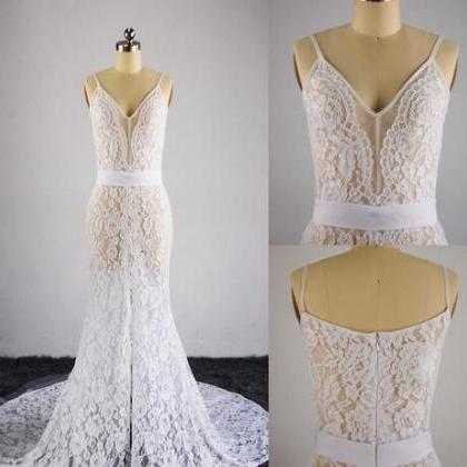 Real Images Sheer Bohemian Wedding Dresses Side..
