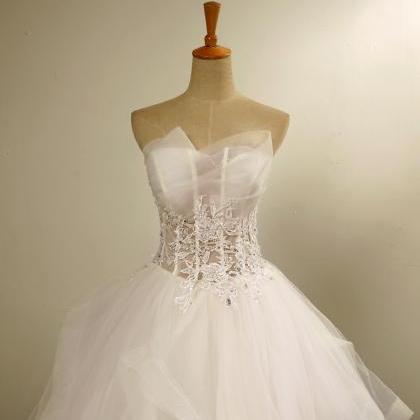 Bridal Dresses Ruffle Tulle Strapless Wedding..