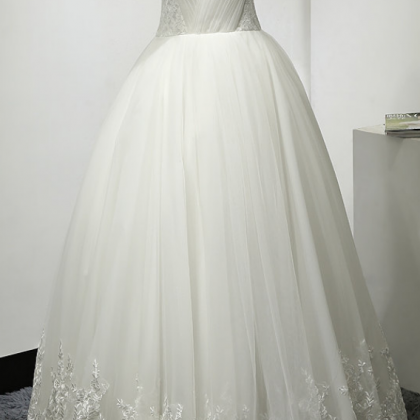  Charming White Wedding Dress ,Tull..