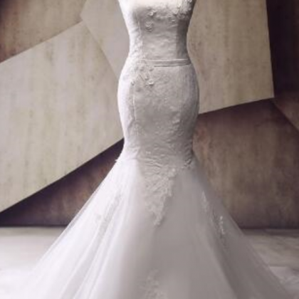 Mermaid Real Picture Wedding Dress Strapless..