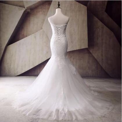 Mermaid Real Picture Wedding Dress Strapless..