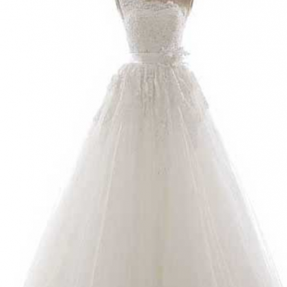 Asymmetric Ivory Tulle Wedding Dress, One Shoulder..