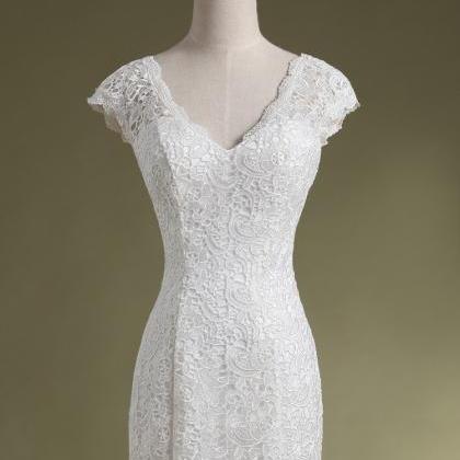 mermaid white Lace wedding dresses,..