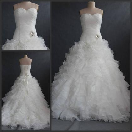 Mermaid Organza White Wedding Dresses Sweetheart..