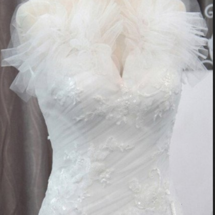 Gorgeous Elegant White Lace Mermaid Tulle Wedding..