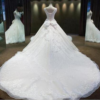 Real Photo V-neck Bridal Gown Strapless Lace Up..