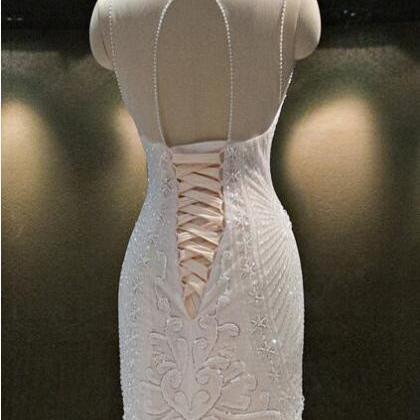 Real Photo Mermaid Bridal Gown Strapless Lace Up..