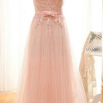Pink Long Prom Dress,tulle Prom Dress, Backless..