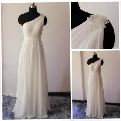 Long Bridesmaid Dress, White Bridesmaid Dress,..