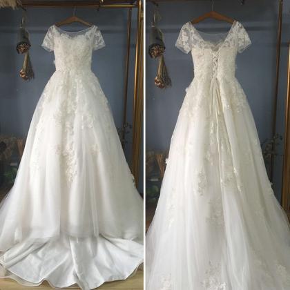 Popular Short Sleeve Wedding Dresse..